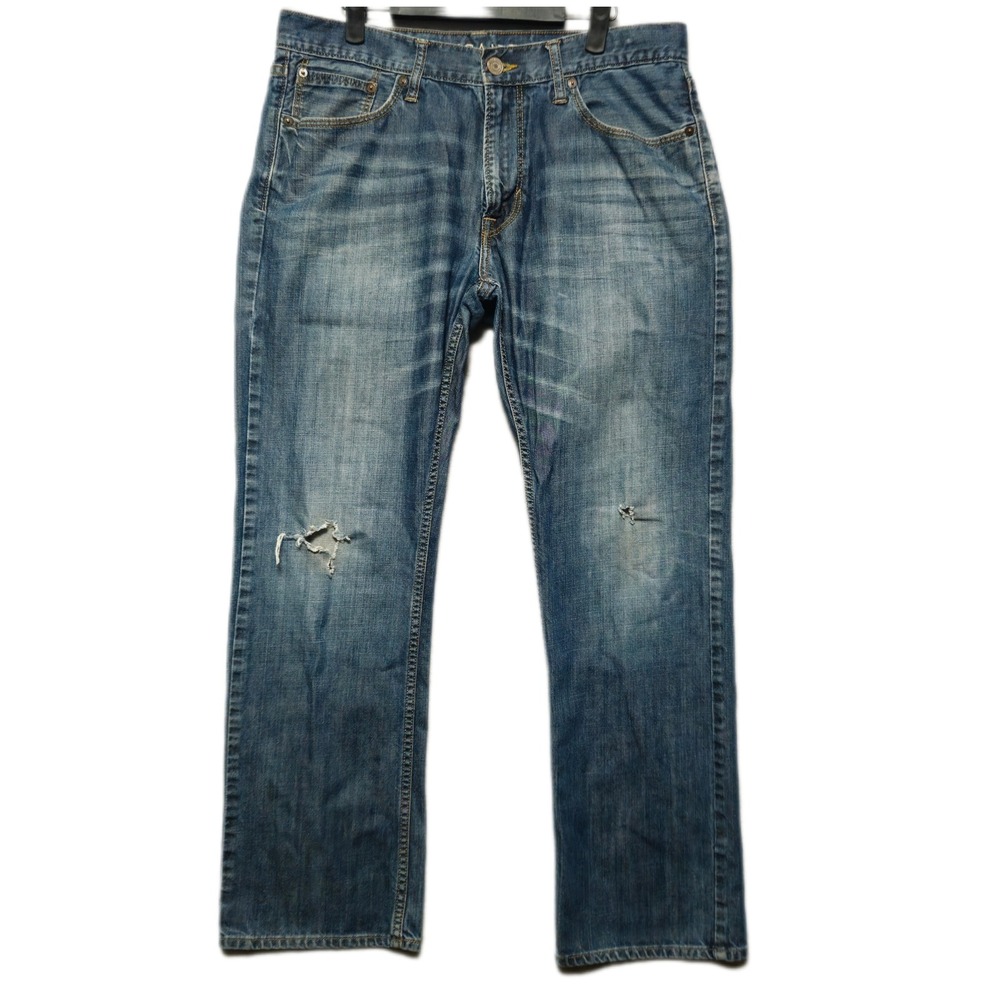 American Eagle Original Straight Mens Blue Distressed Denim Jeans 33x30